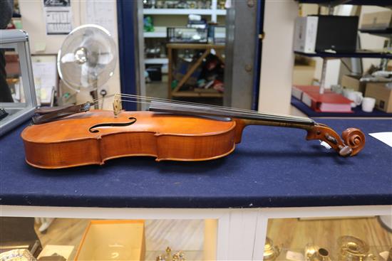 A David Dix viola, labelled and dated 1979, with two bows, cases